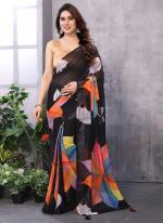 Georgette Black Casual Wear Printed Saree